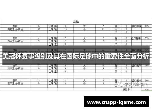 美冠杯赛事级别及其在国际足球中的重要性全面分析 美冠杯赛事级别及其在国际足球中的重要性全面分析